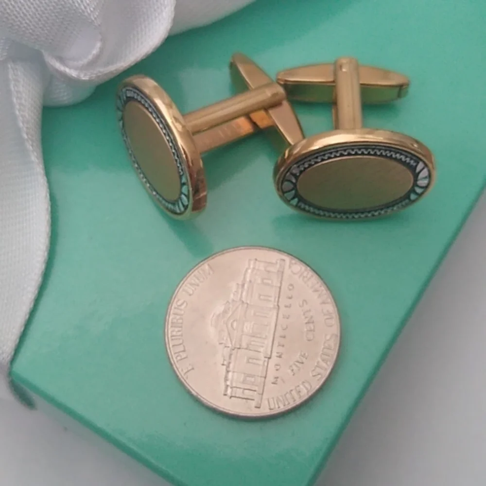 Vintage Gold Plated Hand Etched Cuff Links cufflinks